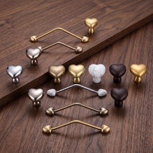 Heart Cabinet Knobs, Heart Shaped Drawer Pulls, Decorative Cupboard Handles, Dresser Knobs, Wardrobe Door Knobs, Cute Furniture Hardware