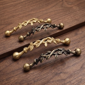 Leaf Cabinet Handles, Botanical Drawer Pulls, Branch Cupboard Handles, Floral Dresser Hardware, Nature Inspired Wardrobe Door Pulls