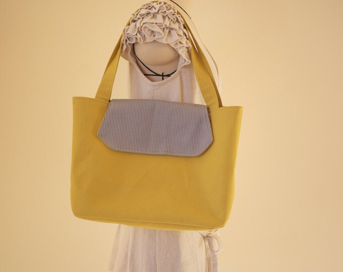 Mustard Canvas Tote/ Yellow Shoulder Bag Etsy