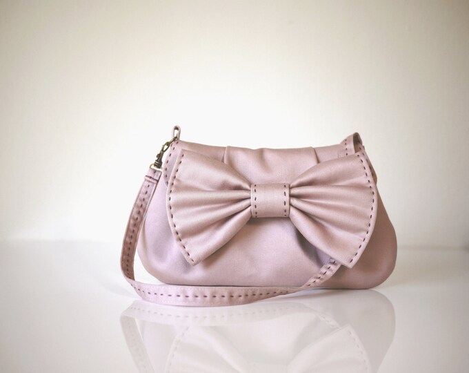 Pink Bow Purse in Two Way Straps Small Bow Bag Wedding Clutch Etsy