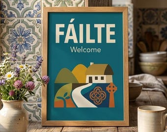 Fáilte Irish Welcome Print – Giclée Typography Home Decor (A2, A3, A4)
