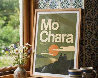Mo Chara Irish Typographic Print – 'My Friend' Giclée Wall Art Poster