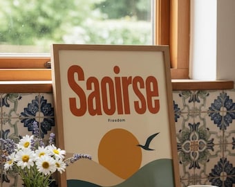 Saoirse Fine Art Print – Irish Freedom Typography Wall Art, Giclée (A2, A3, A4)