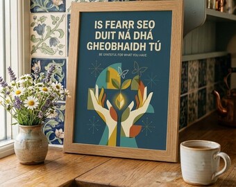 Irish Proverb Fine Art Print – Gratitude Wall Art, Minimalist Typography (A4)