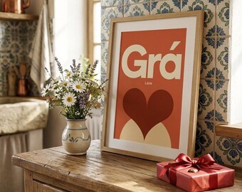 Grá Fine Art Print - Irish Word for Love Wall Art - Minimalist Typography Poster