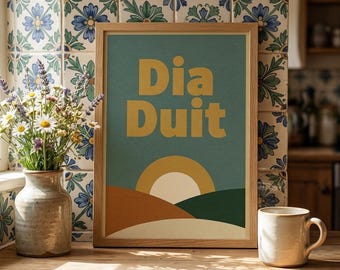 Dia Duit Irish Print – Minimalist Typography Wall Art Poster