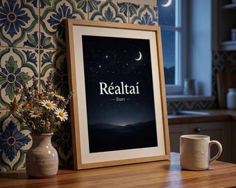 Réaltaí Irish Fine Art Print – Starry Night Decor, Giclée Print (A2, A3, A4)