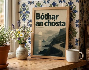 An Bóthar Cósta Print – Irish Coast Road Landscape Wall Art (A2 A3 A4)