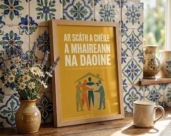 Ar Scáth a Chéile Irish Proverb Print – Minimalist Typography Wall Decor