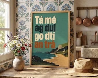 Irish Beach Typography Print – Coastal Vibes, Minimalist Art (Giclée)