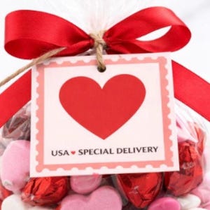 Valentine Treat Bag Tags | USA Special Delivery Stamp (Digital Download 2x2" & 2.5x2.5")
