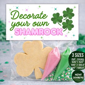 St. Patrick's Cookie Decorating Kit Bag Topper | Shamrock DIY Pink (Digital Download)