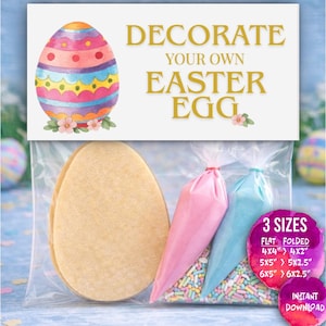 Easter Egg Cookie Kit Topper | Printable Treat Bag Favor (Digital Download)