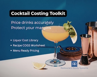 Cocktail Costing Spreadsheet | Bar Recipe Pricing Calculator for COGS & Margins