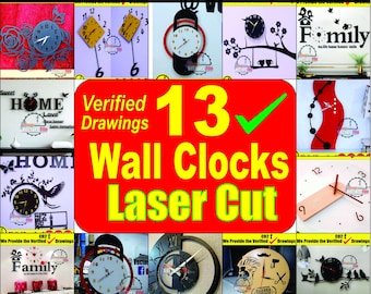 13 Wanduhr SVG Laser geschnitten Datei, modernes Ziffernblatt Bundle (digitaler Download)