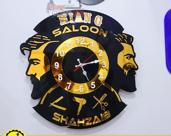 Barbershop Wanduhr SVG Laser Cut Dateien | Salonuhr Design (Digitaler Download)