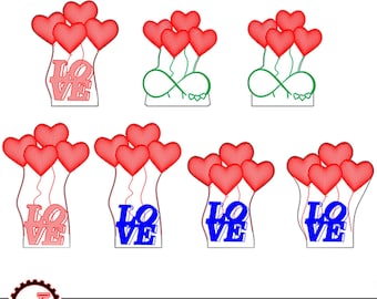 3D-Illusion Acryllampe Vektor-Bundle, Laser-Schnitt-Herz-Ballon-LED-Nachtlichtlampen