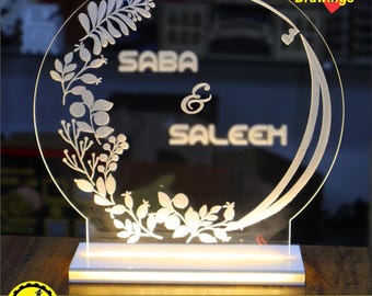 Laser geschnittene personalisierte 3D Illusion Acryl-LED-Lampe Valentinstag, Geburtstag, Hochzeitsgeschenk