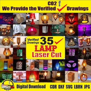 Laser Cut Hanging and Table Lamp Files, 35 Verified Lamps Designs Bundle