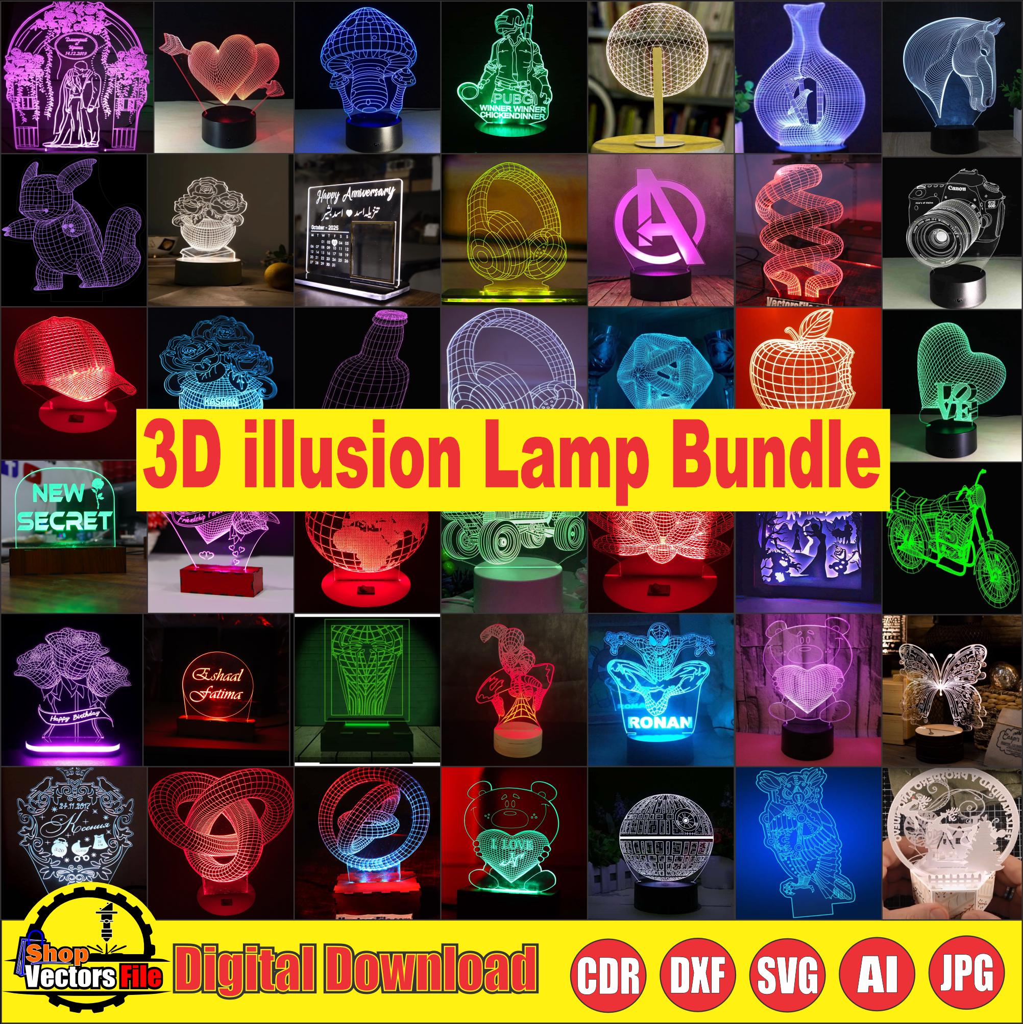 4 Pezzi Base Per Lampada 3D LED: 16 Colori Con Telecomando E USB, Per Acrilico E Plexiglass