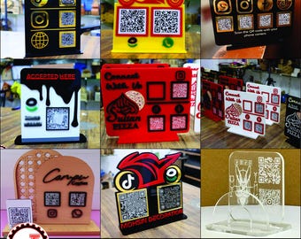 Laser geschnittener QR-Code-Display-Ständer, anpassbarer QR-Code für das Bezahlen für SVG-Bundle