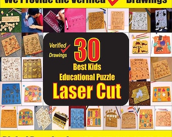 Kinder Lernpuzzle Laser Cut Dateien | Montessori Puzzles | Kinder Spiel SVG | Alphabet-Puzzles