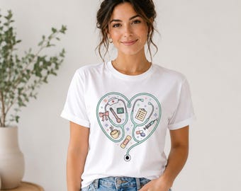 Heart Stethoscope PNG, Cute School Nurse PNG, Coquette Bow Medical Supplies Sublimation, Nurse Life Shirt Design