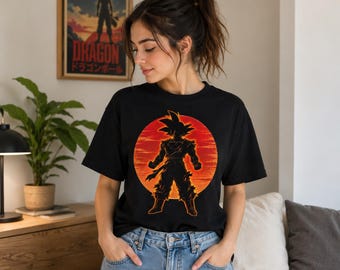 Goku Dragon Ball Z Anime Sublimering DTF Fighter Clipart, Super Saiyan inspirerad skjorta design, Goku Vegeta t-shirt digital nedladdning
