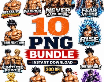 Dragon Ball Z PNG Sublimering DTF Bundle | Anime Clipart Super Saiyan-karaktärer | Goku Vegeta PNG | Transparent digital nedladdning