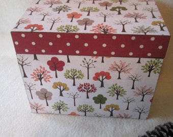 Recipe Box - Trees - Autumn Wooden Recipe Box - Keepsake Box - Shower Gift - Wedding Gift - READY TO SHIP