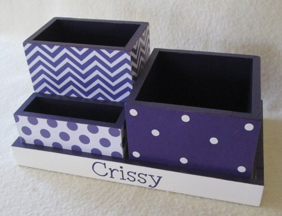 Purple Chevron Home Office Organizer Pencil Cup Holder Etsy