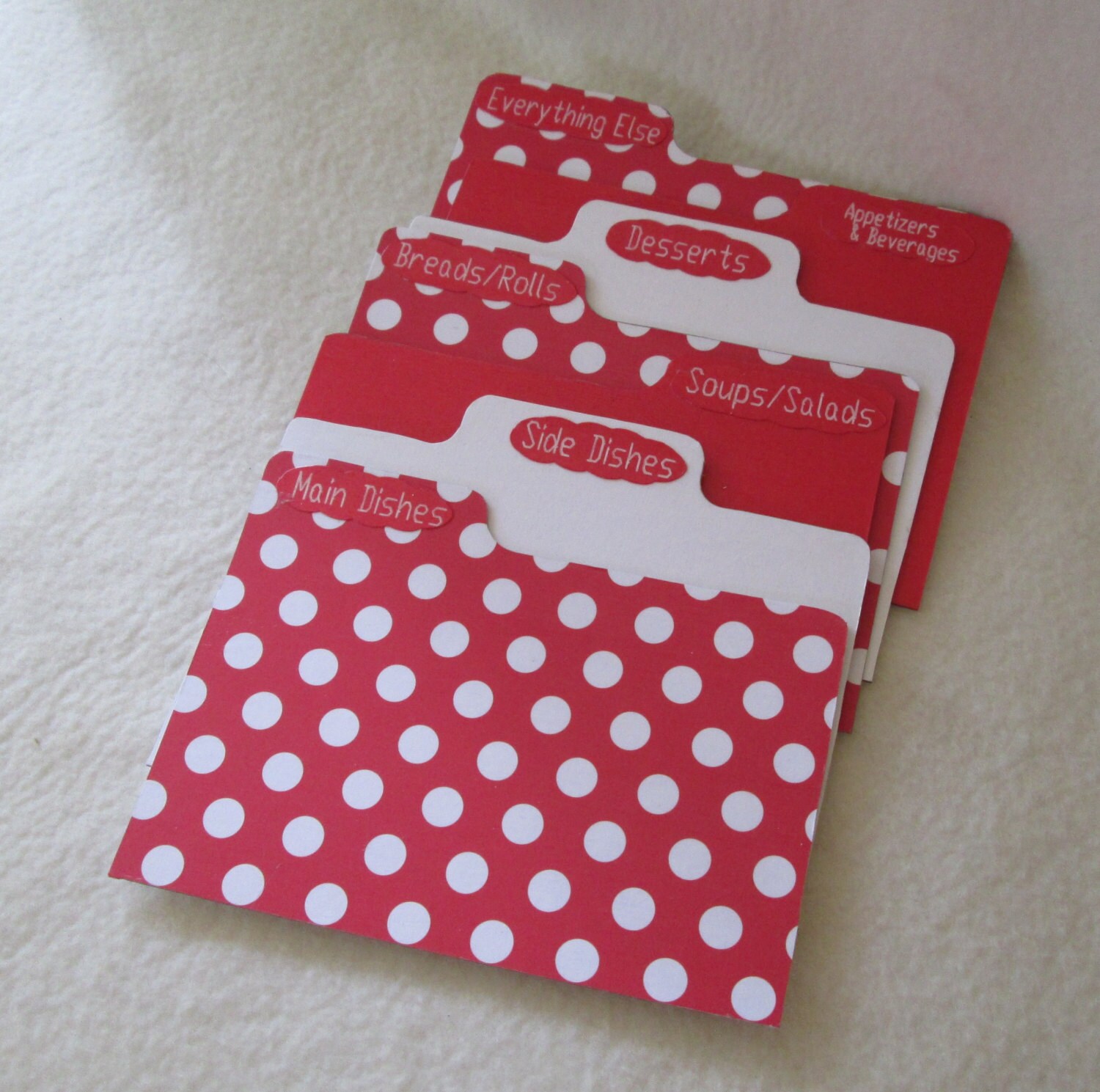 Recipe Card Dividers for Red Polka Dot Recipe Box Index Etsy