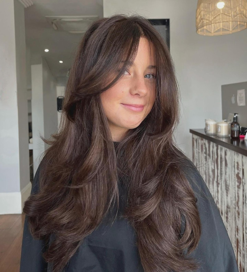 Classic Rich Brown Glueless Human Hair wig | Brunette hair | HD Lace image 4