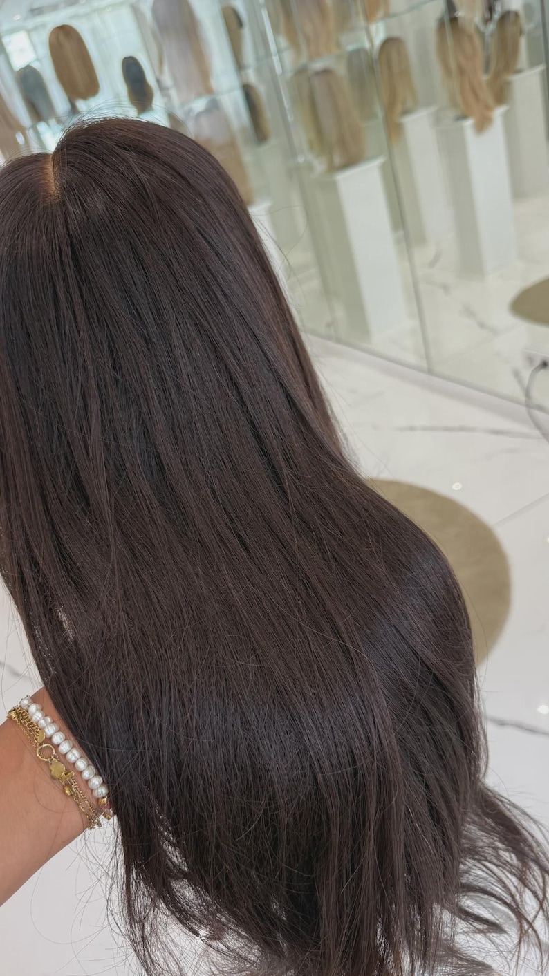 Classic Rich Brown Glueless Human Hair wig | Brunette hair | HD Lace image 6