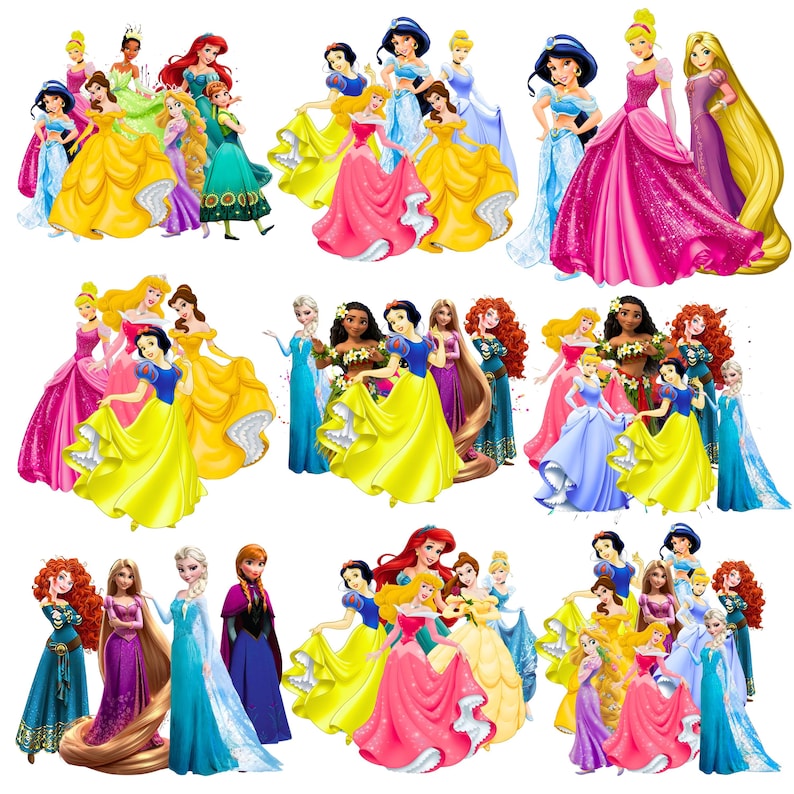 Princess PNG Cliparts Bundle, Princess Cartoon PNG Images, Birthday ...