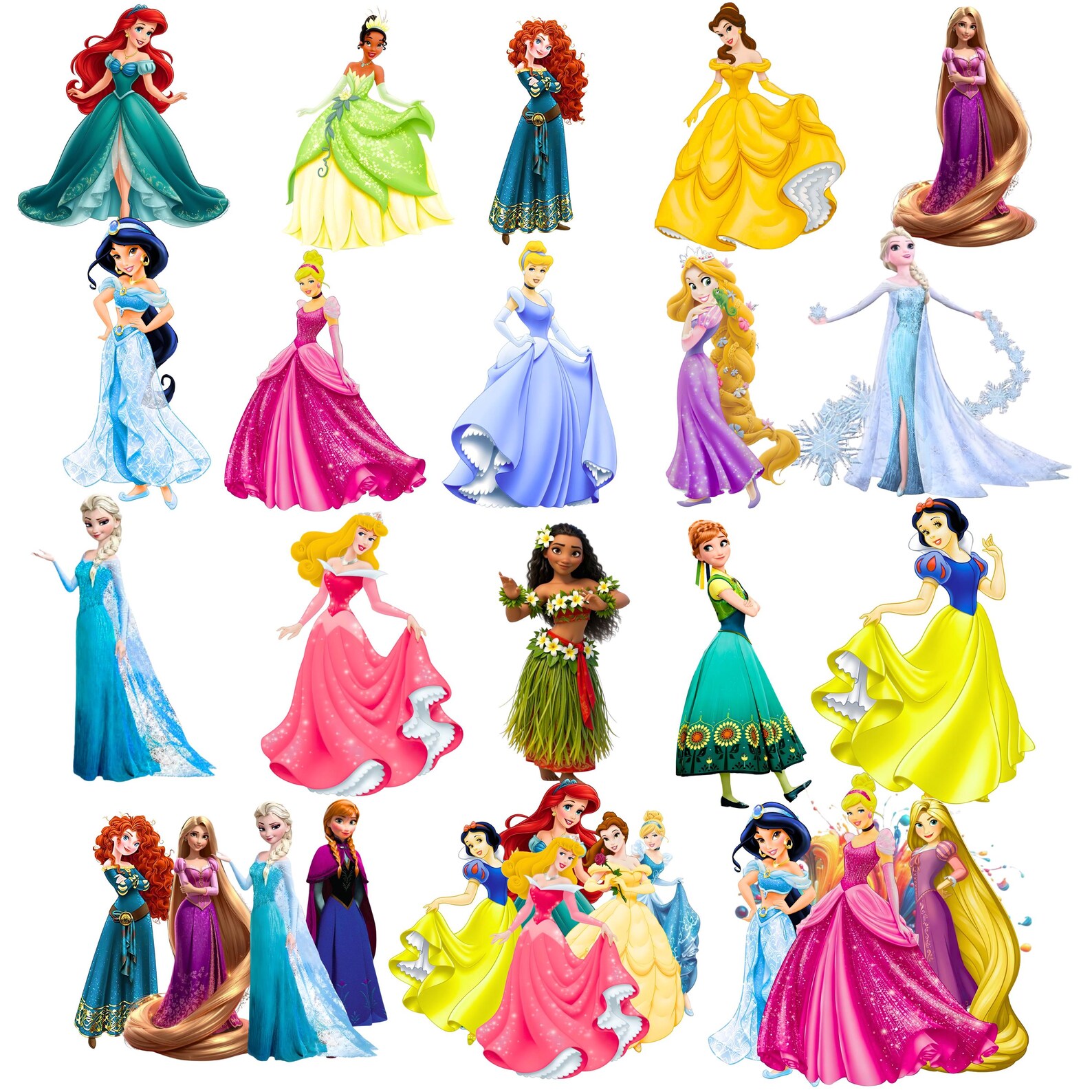 Princess PNG Cliparts Bundle, Princess Cartoon PNG Images, Birthday ...