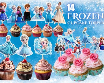 Frost muffinsdekorationer, Frost tårtdekorationer, Elsa muffinsdekorationer, Anna muffinsdekorationer, Olaf muffinsdekorationer, Frost festdekorationer att skriva ut