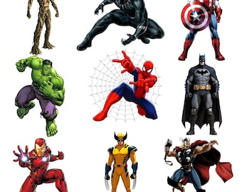Superhjältar PNG-paket, superhjälte-clipartset, PNG-filer, digital nedladdning