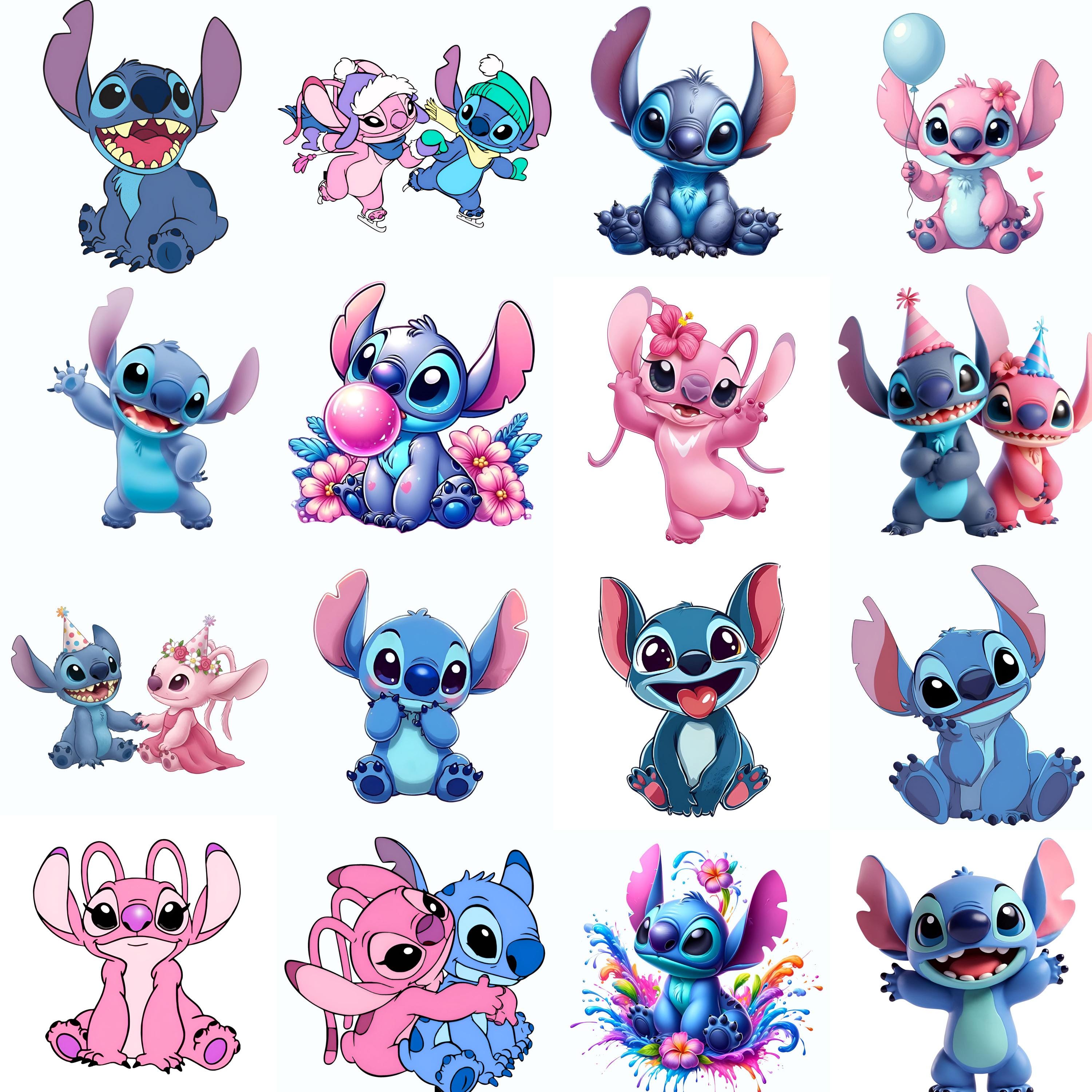Stich Bundle PNG Clipart, Cute Cartoon Blue Alien PNG Set, Instant ...