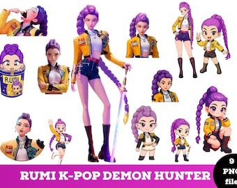 K-pop Demon Hunters Clipart, Huntrix Rumi PNG, Saja Girls Band, Kpop Demon hunter Inspired Movie Png, Demon Hunter Merch, Digital Download