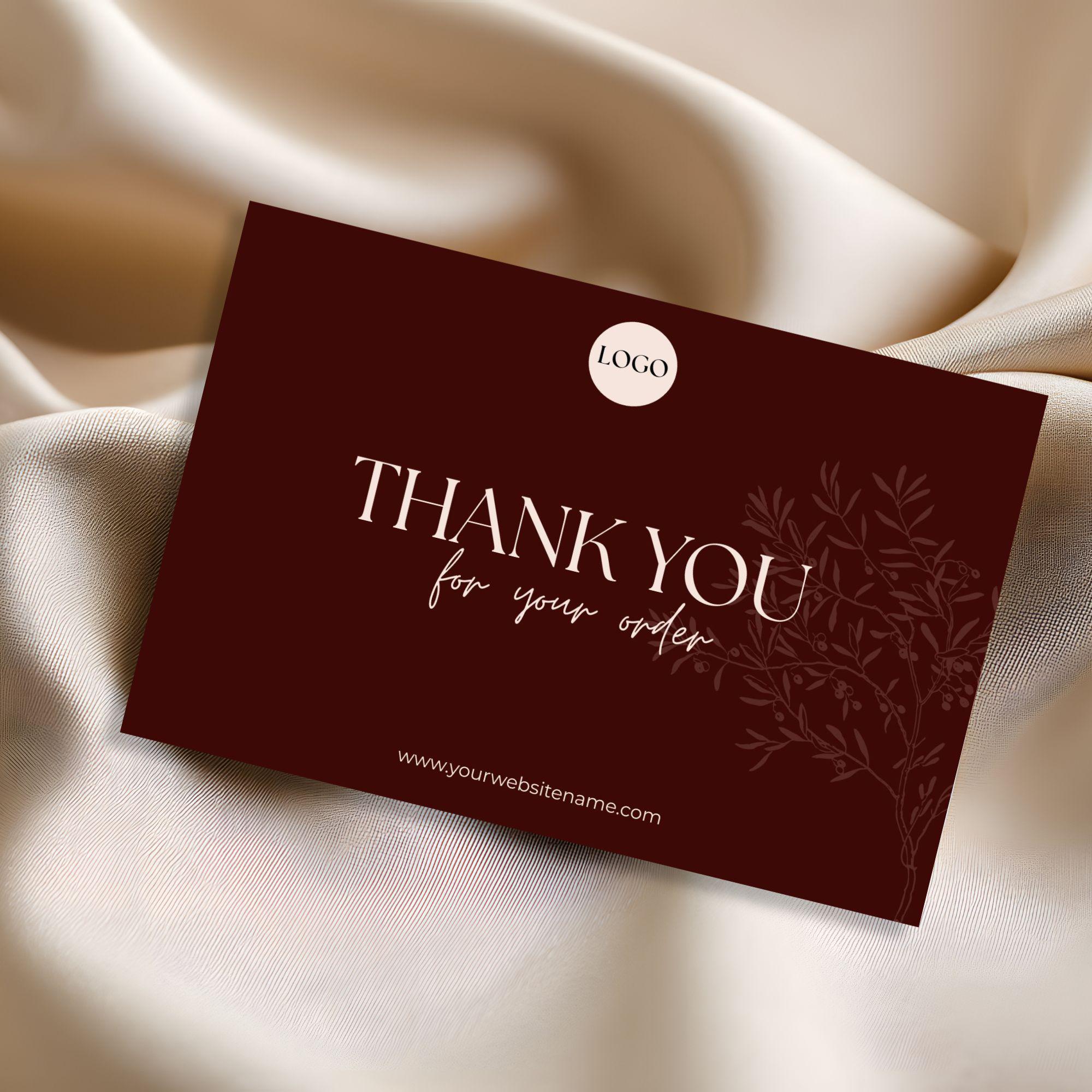 Luxury Maroon Thank You Card Template | Editable Canva Purchase Insert ...