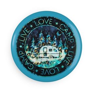 Camping Button Magnet, Round (1 & 10 pcs)