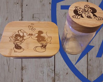 Disney Nurse Engraved Glass Food Container Set with Salad Jar
