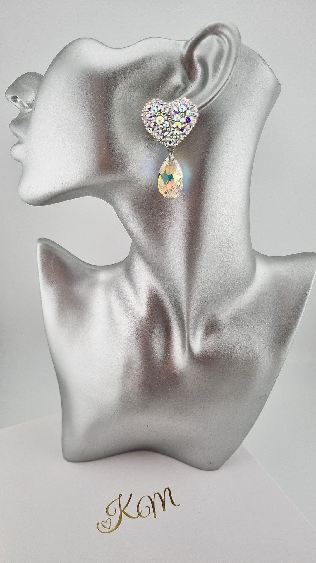 Swarovski® Crystal Drop Heart Drop Earrings, Light and Sparkling. - Etsy