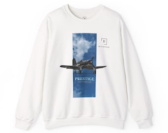 Sudadera de cuello redondo con diseño de avión de combate vintage / Gráfico de aviación