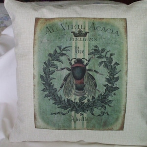 French Bee Decor Pillow