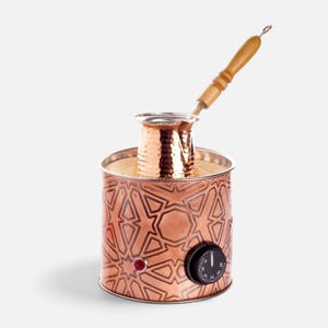 Traditionell handgjord kopparsandkaffebryggare med kaffekanna – 450W, 110–220V – Äkta turkiskt kaffe med fylligt skum