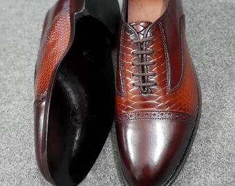 Men\'s Brown Woven Leather Dress Shoes - Classic Oxford Style Bartlett Oxford - Dark Brown Calf | Rancourt & Co. | Men main image 2
