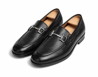 Handgemaakte zwarte leren Horsebit-loafers voor heren – klassieke instappers,