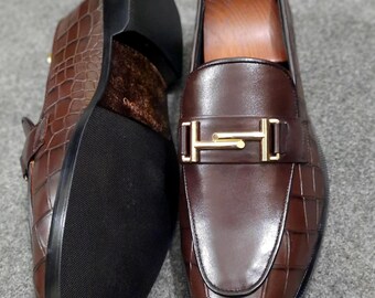 Wehmeiers Men’s Croc-Embossed Tassel Loafers in Dark Brown Men main image 3